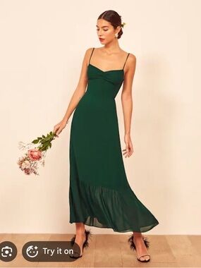 Reformation Emersyn Dress Emerald - Size 2